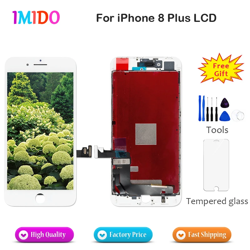 Класс AAA + завод OEM LCD для iPhone 8 Plus дисплей сенсорный экран полная сборка дигитайзер