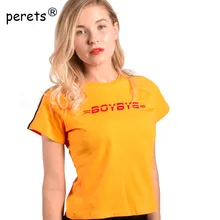 Yellow tshirt 2018 Summer Fashion Boybye Letter Print Casual T-Shirt For Women Short Sleeve Tee Tops Shirt Femme Tees