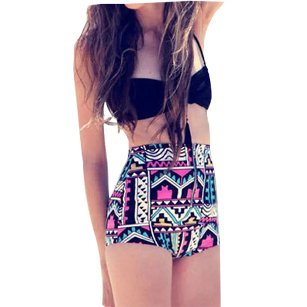 

Super Brand Beach Printing sexy Summer Women bikini Sets Halter High-waist Bikini Swimwear
