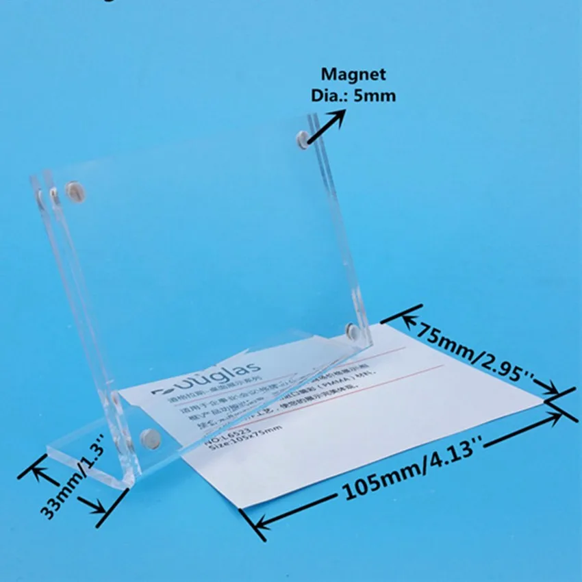 105x75 мм прозрачный акриловый символ дисплей бумага для ценовых ярлыков карты настольная табличка держатель горизонтальный L стенд с магнитом в уголке 300 шт