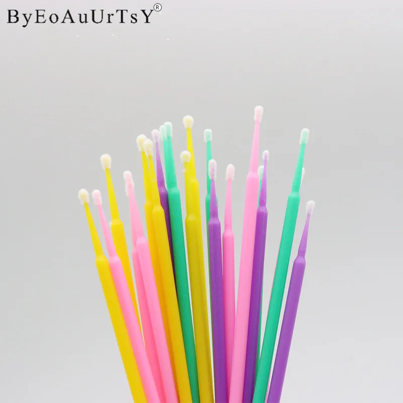 100 Micro Disposable Eyelash Extension Individual Applicators Mascara Brush For Women Eye Lash Glue Cleaning Stick Makeup Brush (6)