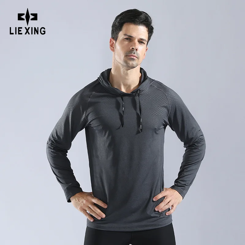 Men's Shirt Workout Running Sports Hoodie Long Sleeve Quick Dry Gym Hoodie