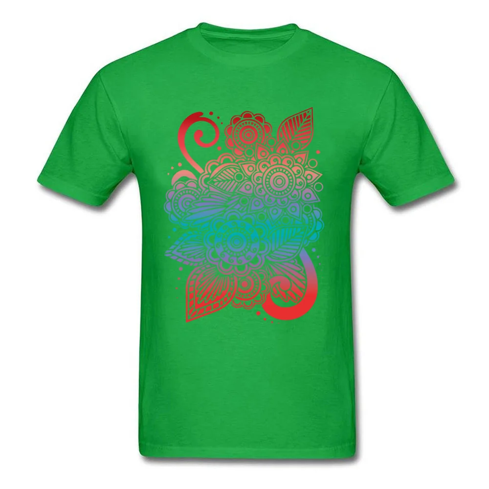 Normal Colorful Flower Ornaments Short Sleeve ostern Day Tops Shirt Newest Round Neck 100% Cotton Fabric Tee-Shirt Mens T Shirt Colorful Flower Ornaments green