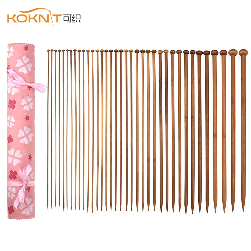 

KOKNIT Bamboo Knitting Needles 36-Pack18 Mix Sizes 2.0mm-10.0mm Knitting Needles Hooks Set with Pink Bag for Women Mom Gift