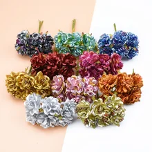 6 шт. декоративные цветы венки Рождество Скрапбукинг домашний декор DIY Подарочная коробка поддельные растения дешевые шелковые искусственные тычинки цветы