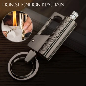 

Honest Luxury Multifunction Car Keychain Tool Ignition Kerosene Match Men Key Chain Cigarette Lighter Jewelry Gift for Men