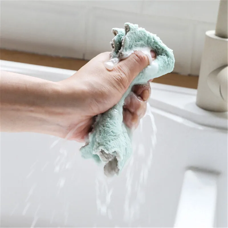 

1PC Dish Hand Washing Cloth Wiping Rag Microfiber Cloth Good Absorbent Kitchen Towel Tableware Multifunction Cleaning Tools