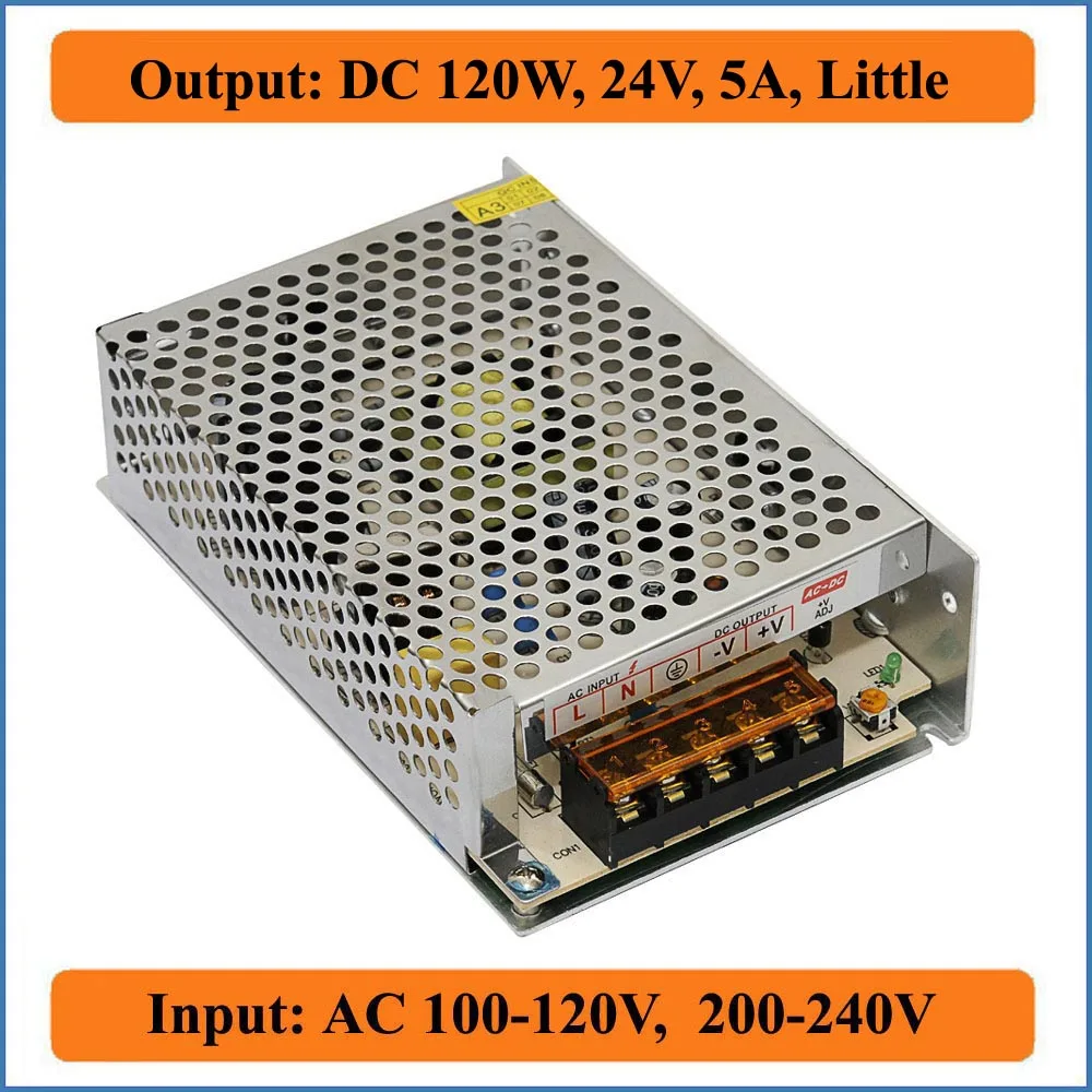 120W 24V 5A маленький переключение Питание AC100 240V вход переменного тока в постоянный