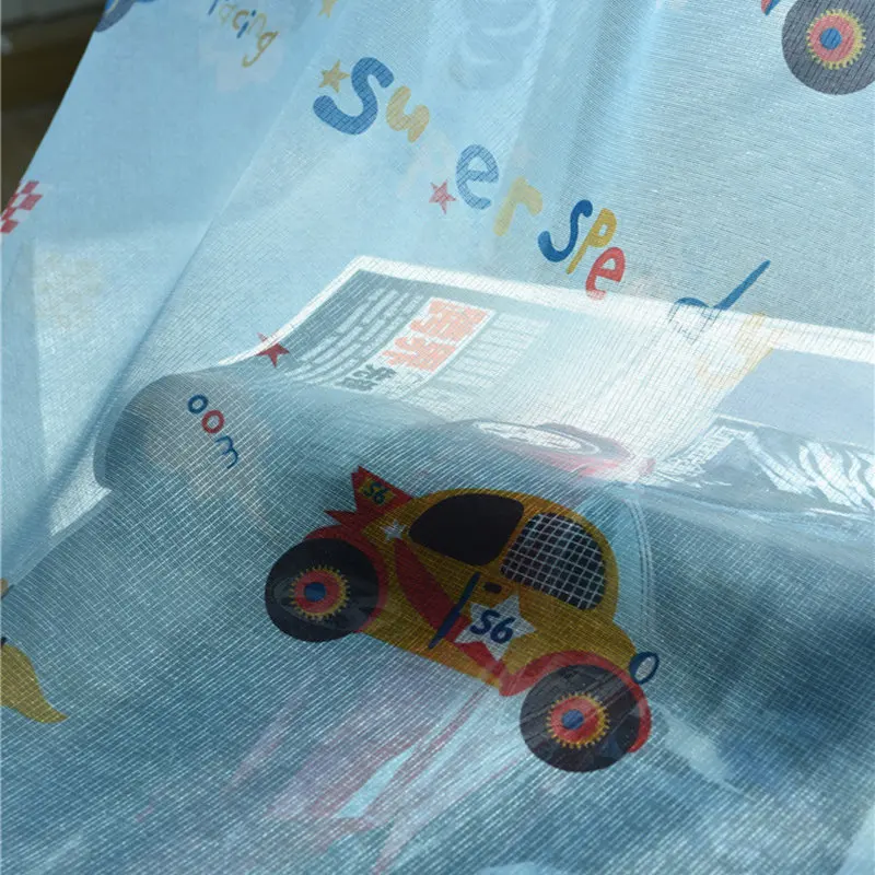 Прозрачные тюлевые затемненные занавески для мальчиков с рисунком автомобиля, синие занавески для гостиной, затемненные занавески для детей, для мальчиков, для спальни, AG020& 20 - Цвет: Tulle