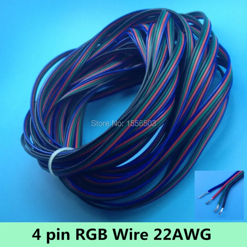 

4 pin RGB Cable Insulated PVC Wire 22AWG 10M 30M 50M Extention Cord for RGB LED Strip Module Electric 12V 24V DC Connector