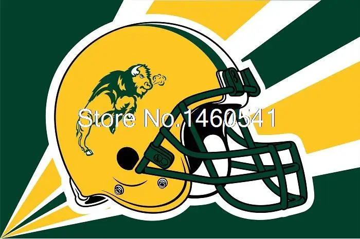 North Dakota State Bison Helmet Flag 3ft x 5ft Polyester NCAA Banner Flying Size No.4 144* 96cm | Дом и сад
