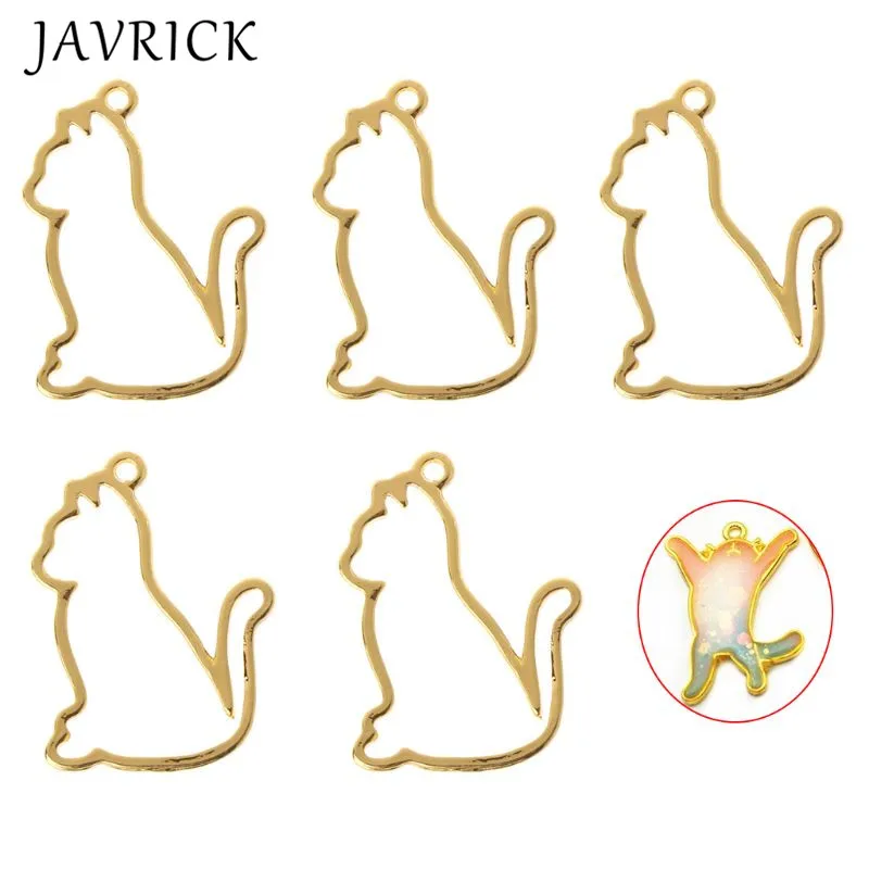 

5 Pcs Dog Shape Epoxy Metal Frame Charm Handmade Pendant Frame Jewelry Making DIY Crafts