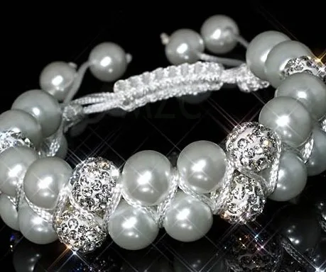 

New Style!10mm Hot simulated Ball Beads Bangles black resin pearl FRDG Bracelet jewelry Christmas Gift crystal