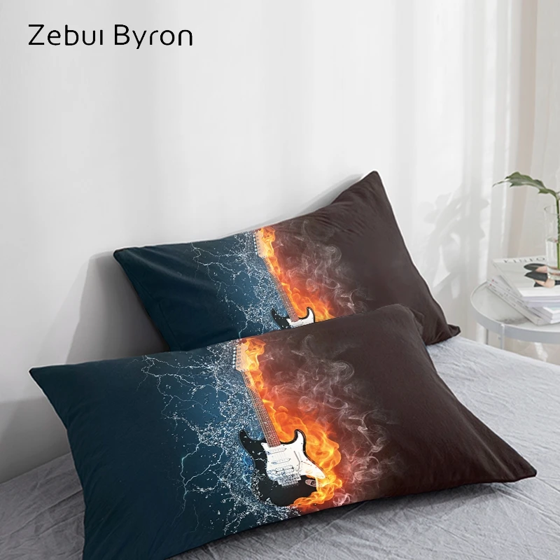 

3D HD Pillow Case Pillowcase Custom/50x70/50x75/50x80/70x70 Decorative Pillow Cover,Black Music guitar Bedding Drop Ship