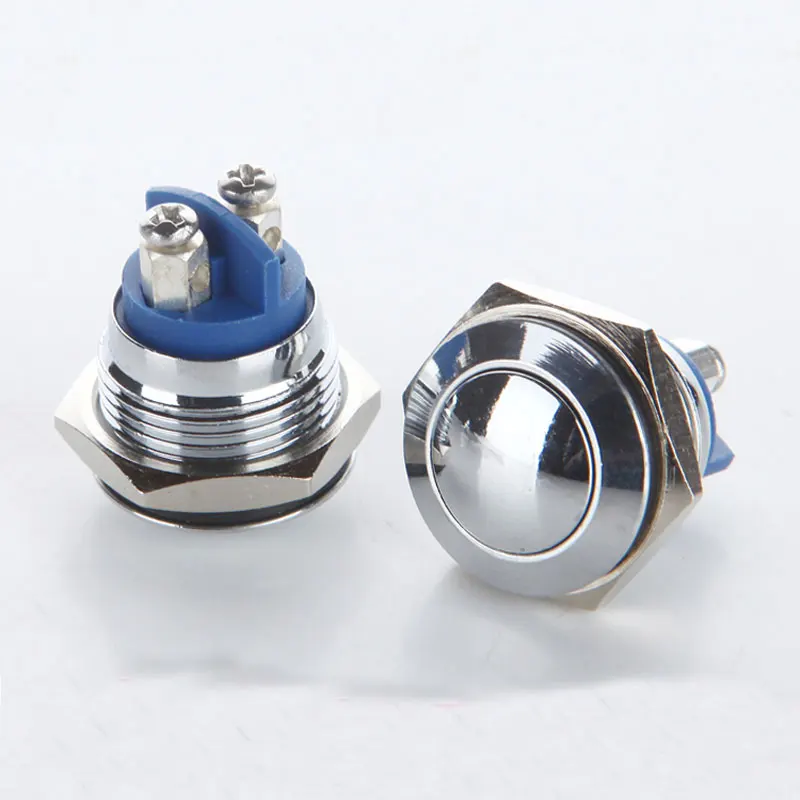 

16mm metal push button switch Cambered surface waterproof Self reset jog Access control horn one often open screw fixation 5pcs