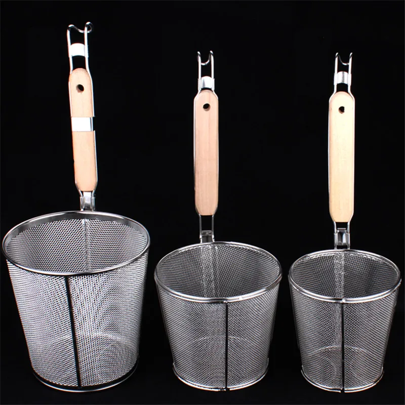 

newest net stainless steel colander noodle Dumplings mesh basket fryer French fries dryer vegetable Frying Basket Sink Strainer