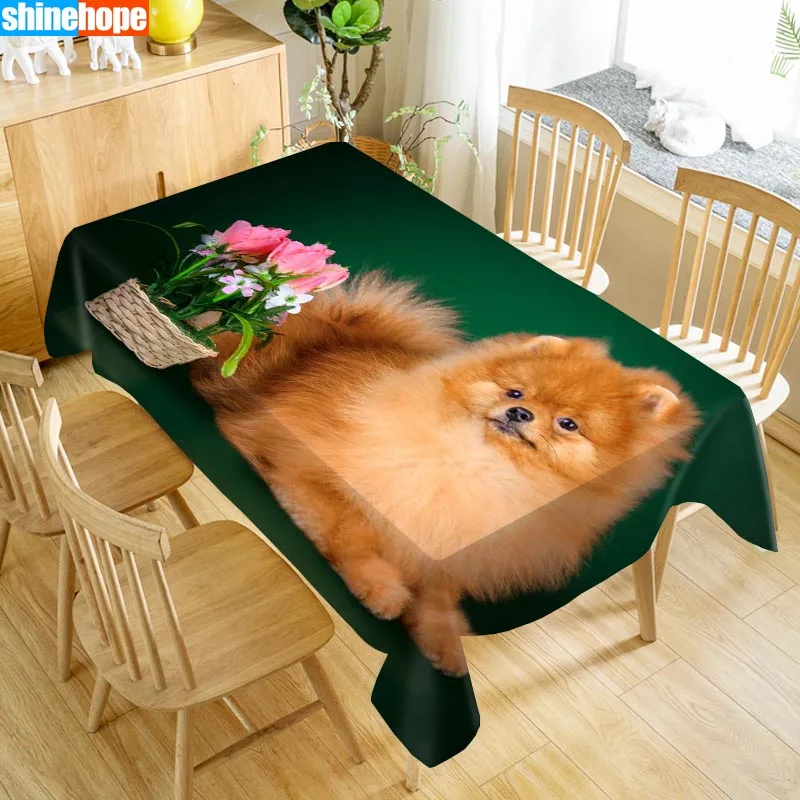 Custom Japanese Spitz Table Cloth Oxford Print Rectangular Waterproof Oilproof Animals Table Cover 