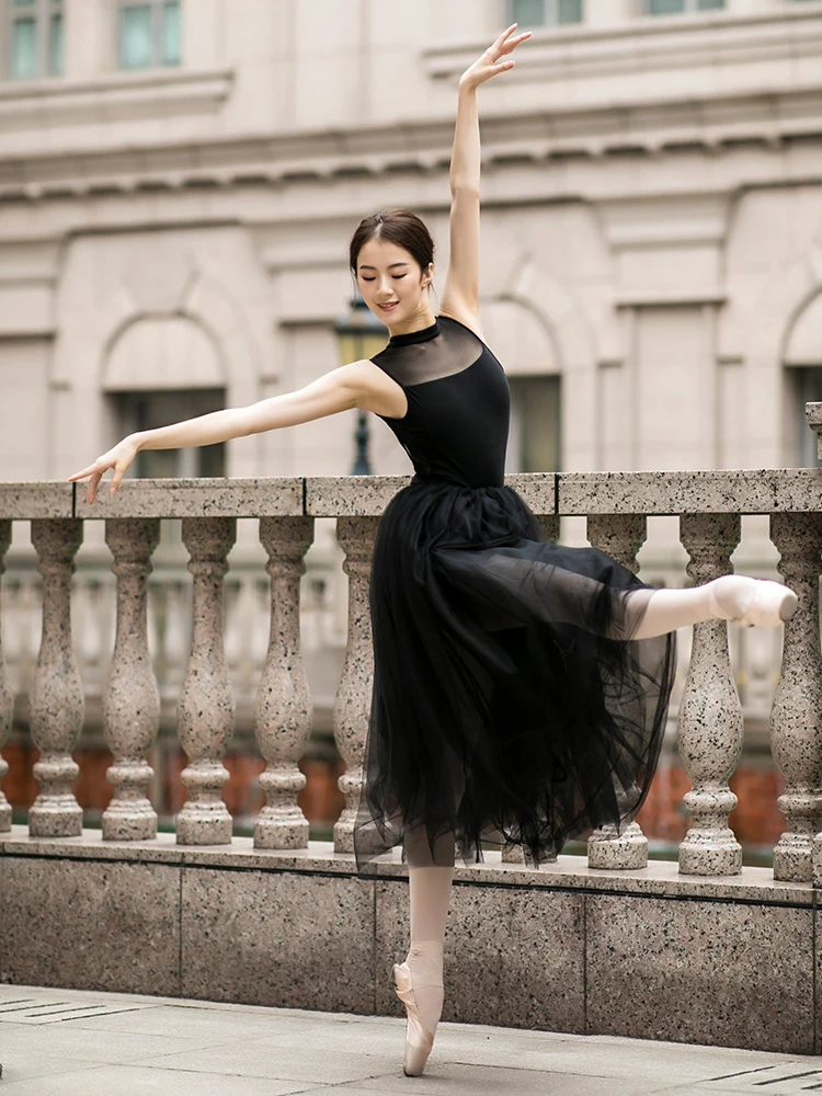 

White Black Mesh Lace Dance 80CM Long Tutu Hidden Elastic Waist Tulle Ballet Skirt Adults Ballerina Women Princess Ball Skirts