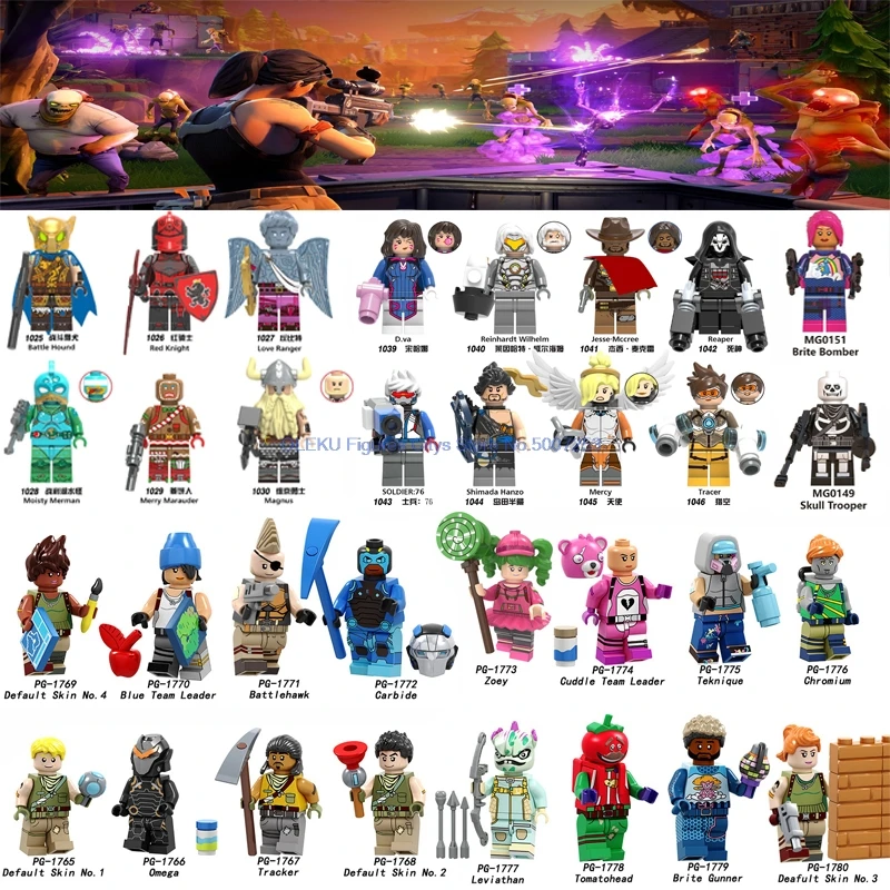 

For Fort Night Game Battle Default Skin Omega Zoey Cuddle Team Leader Teknique Brite Gunner Carbide Building Block toys