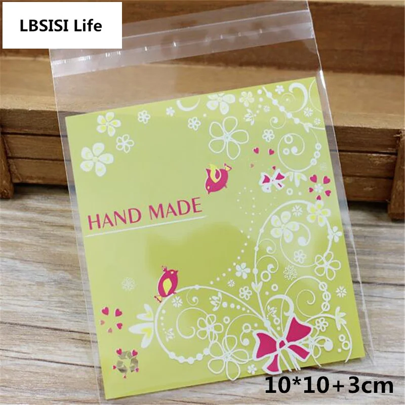 

LBSISI Life 100pcs Yellow Hand Made Chocolate Cookies Resealable Gift Candy Food Beans Cookie Self Adhesive Packing Bags
