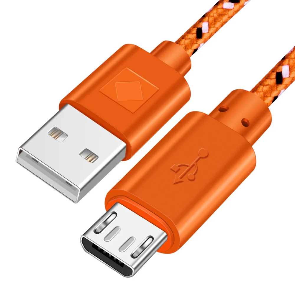 Олаф 1 м 2 м 3 м микро USB кабель нейлон Быстрая зарядка Телефон Зарядное устройство USB кабель для samsung Xiaomi huawei LG Android Microusb Кабели - Цвет: Orange