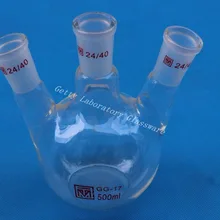 500 мл 3-шея плоское дно фляга, тяжелая стена, 24/40(боросиликатного стекла 3,3 материал