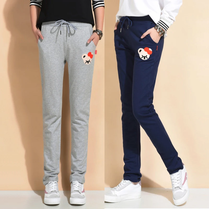 

Girls' track pants spring and autumn casual trousers pure cotton cuhk girls straight tube student trousers thin