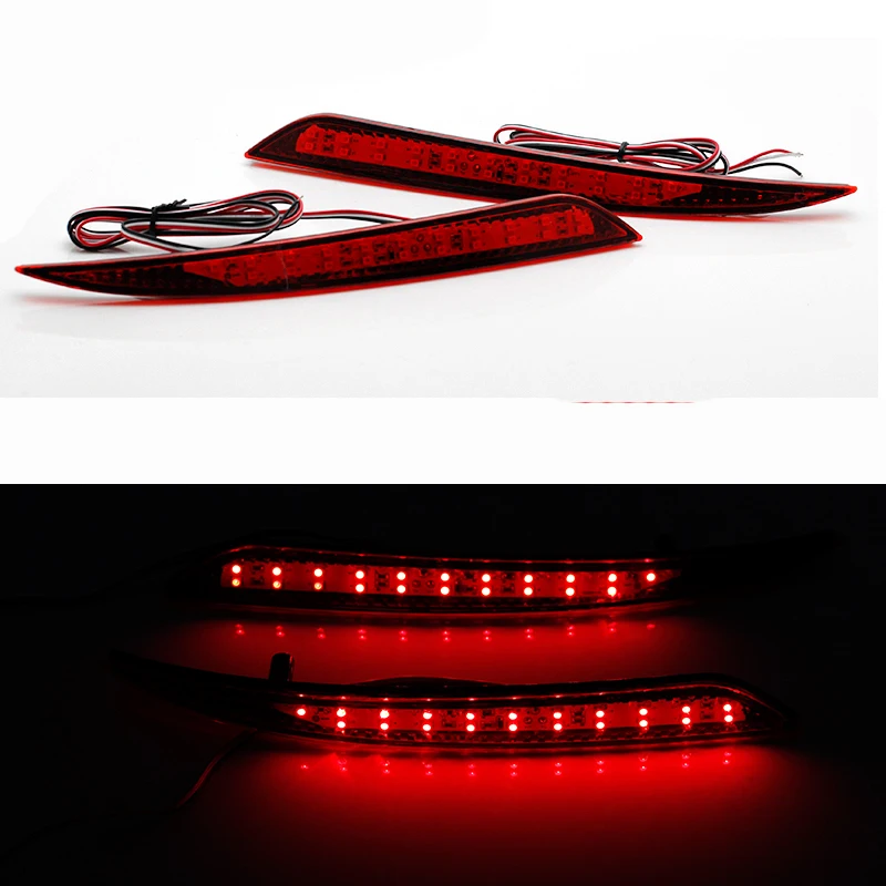 2pcs Car LED Rear Bumper Reflector Red Parking Warning Stop Brake Lights Tail Fog Lamp For Ford Mondeo Fusion 5 2013 2014 2015 universal brake lights 48 led red car auto third brake lights fog stop rear tail warning lamp bulb for dc12v parking