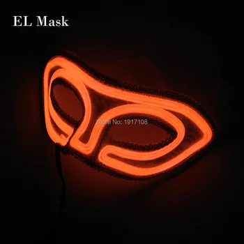 

Free Shipping lace White Queen Dance mask Glowing Party supplies By Sound Activated For Fashion Wedding Decoration