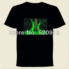 Guitar sound actived EL LED T-SHIRT With 4pcs AAA battery inverter Free Shipping