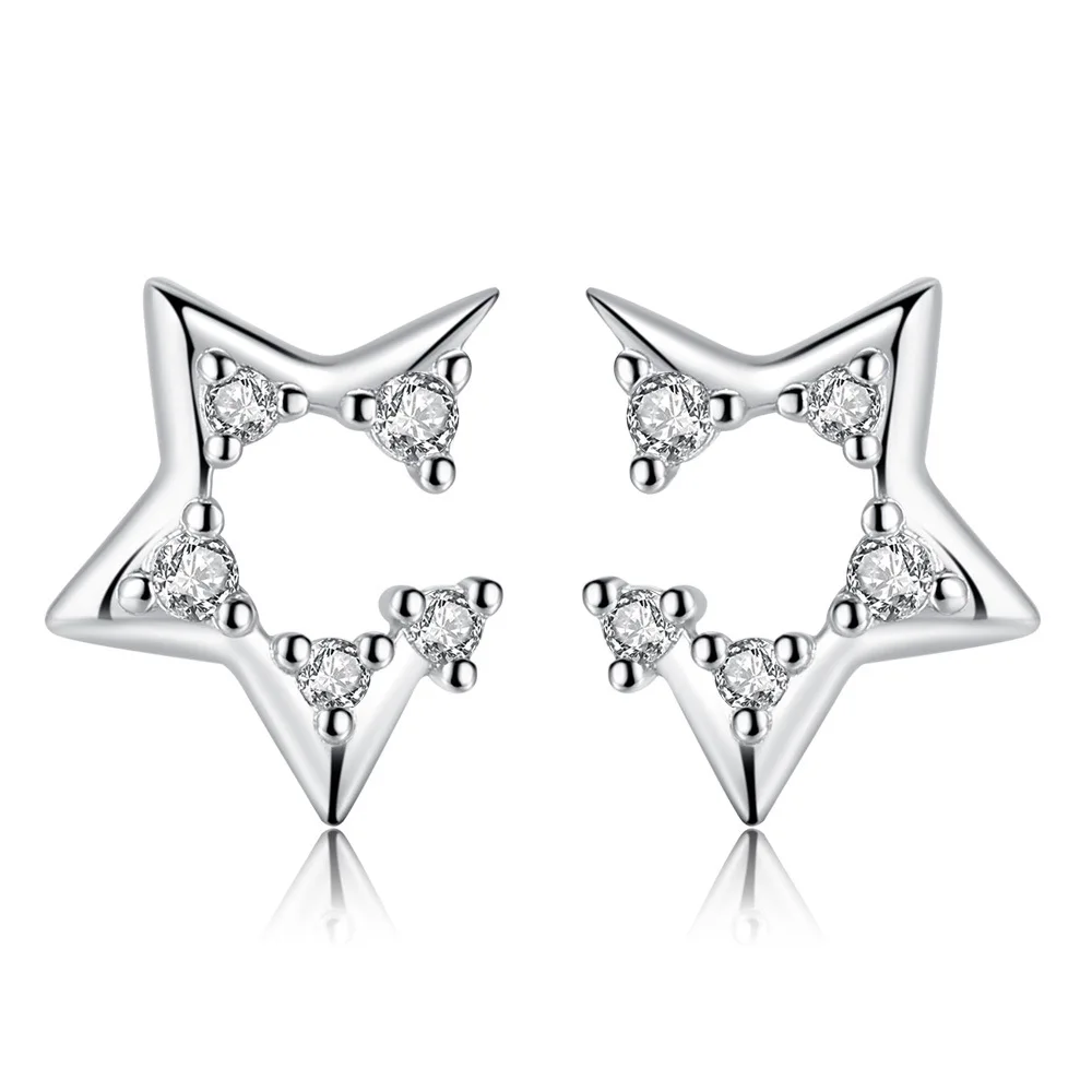 

10pairs women's Silver tone rhinestone sparkly crystal star and moon/flower/cute rabbit Clear Earrings Set jewelry