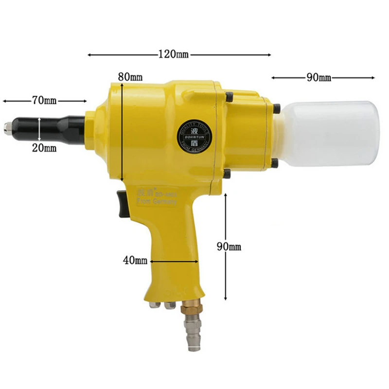 Borntun Пневматика клепальщик клепки тянуть Щипцы для наращивания волос пистолет для Заклёпки 2.4 мм 3.2 мм 4.0 мм 4.8 мм промышленных Air клепальщики Тяговая Съемник