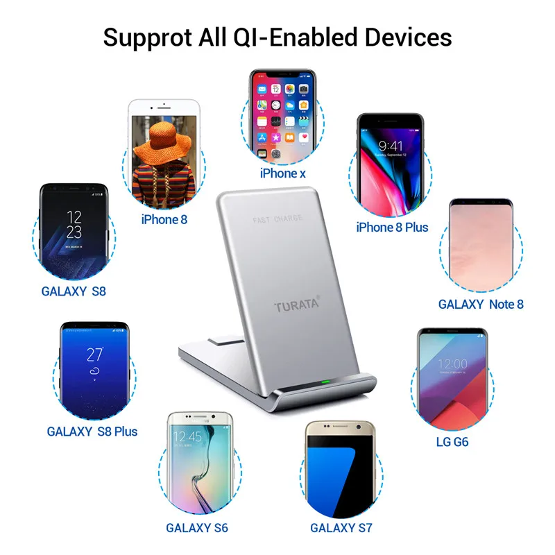 Turata Quick Charge 3 0 Беспроводной Зарядное устройство для iphone X USB быстрой зарядки база