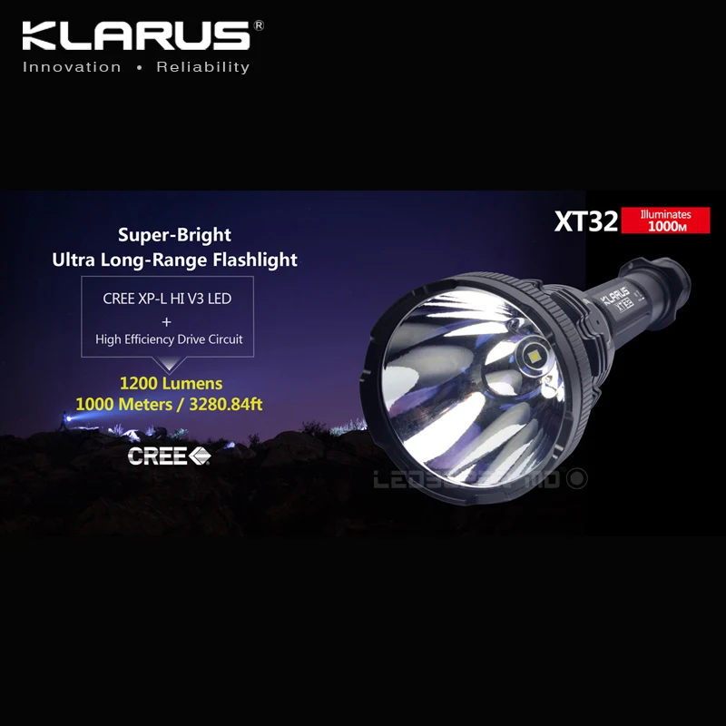 Фонарик KLARUS XT32 CREE XP L HI V3 светодиодный 1200 люмен тактический охотничий прожектор с
