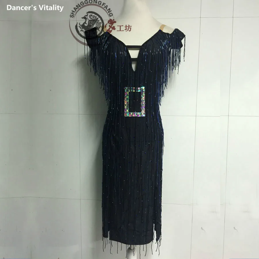 

2017 Latin Dance Costumes Sexy Senior Stones Tassel Latin Dance Dress For Women Latin Dance Competition Dresses Vestidos Latina