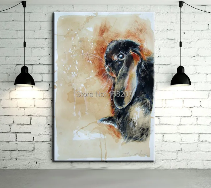 Wholesale High Quality clearly detail handmade abstract animal Fluffy Bunny Oil Painting.jpg