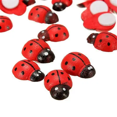 100pcs Wooden Beetle Ladybug Refrigerator Sponge Paster Cute Fridge Wall Sticker | Дом и сад