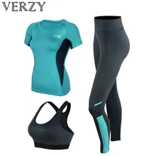 Sport Suit Women Fitness Jogging Pants Gym Clothing Running Tights Quick Dry Yoga Crop Top&Gym Shirts&Leggings 3 Pieces Yoga Set