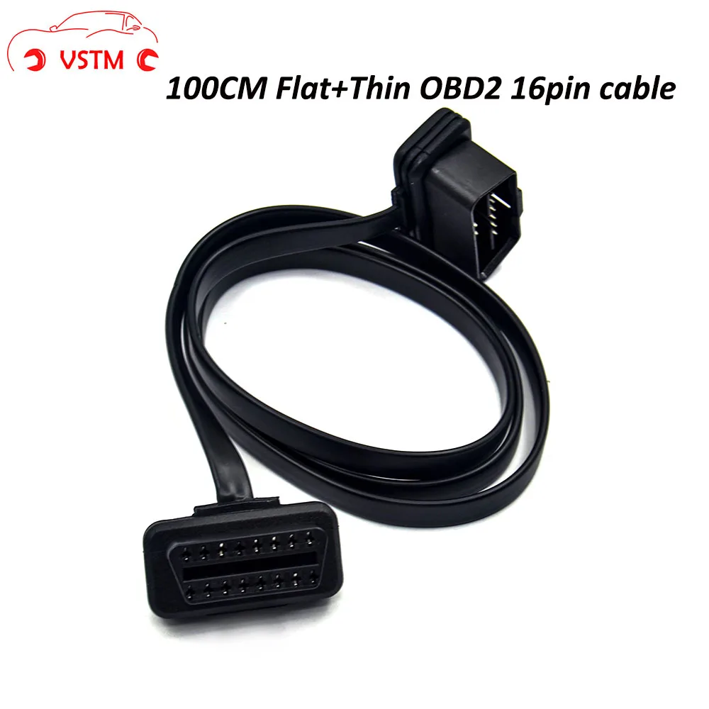 VSTM 100 см OBD2 16 контактный плоский+ OBDII OBD 2 ELM327 Мужской Двойной Женский Y сплиттер локоть 60 см удлинитель соединительный кабель