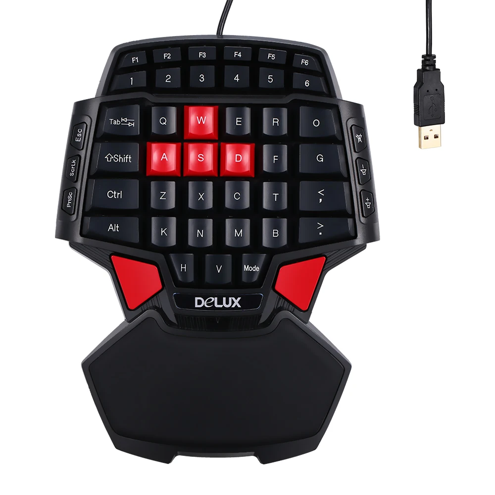 Delux T9 47 Key Gaming Keyboard Professional One/Single Hand USB Wired
