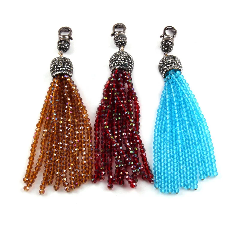 

Free Shipping Fashion Crystal Tassel Hanging With Crystal Pave Lobster for DIY making necklace jewelry charm