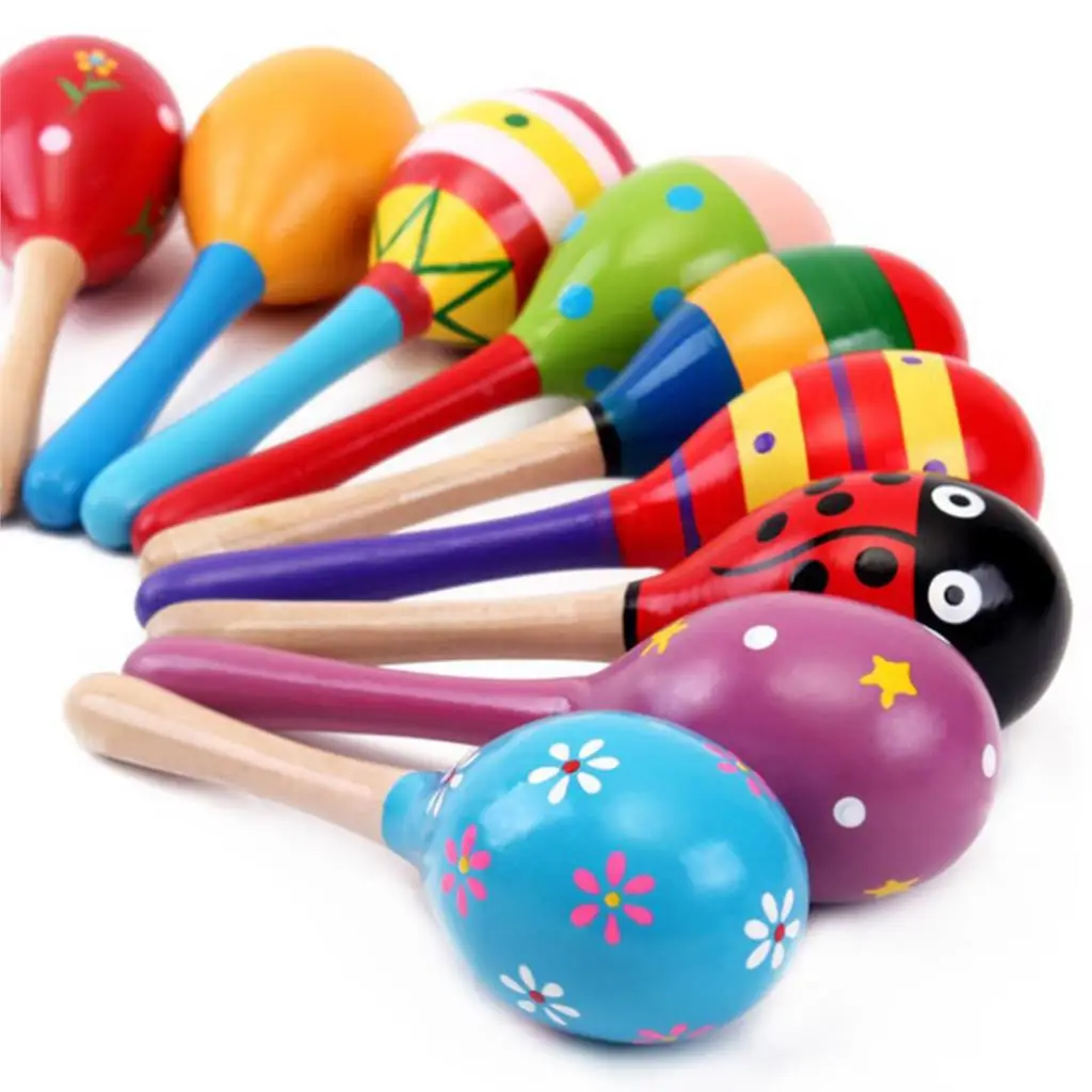 

1 Piece Random Color New Colorful Cute Baby Kids Sound Music Gift Toddler Rattle Musical Wooden Toys Handbell