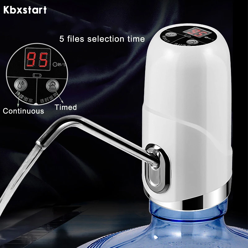 

Kbxstart Automatic Electric Portable Water Pump Dispenser Faucet USB Rechargeable Intelligent Water Tap with Temperature Display