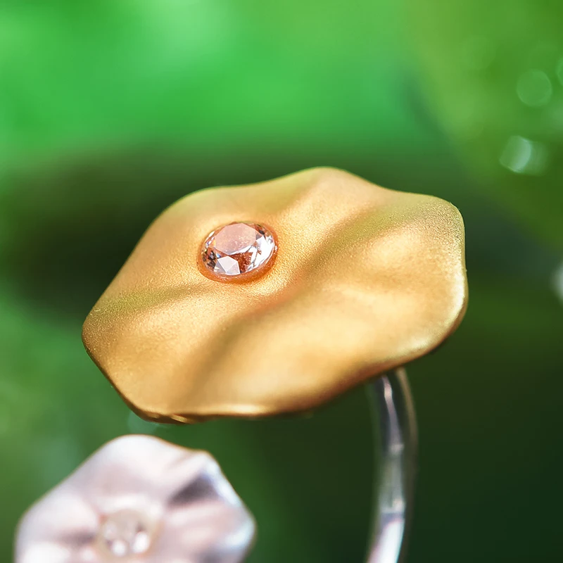 Beste Lotus Plezier Echte 925 Sterling Zilver Natuurlijke Edelsteen Handgemaakte Designer Fijne Sieraden Ochtend Dauw op Lotus Bladeren Ringen voor Vrouwen
