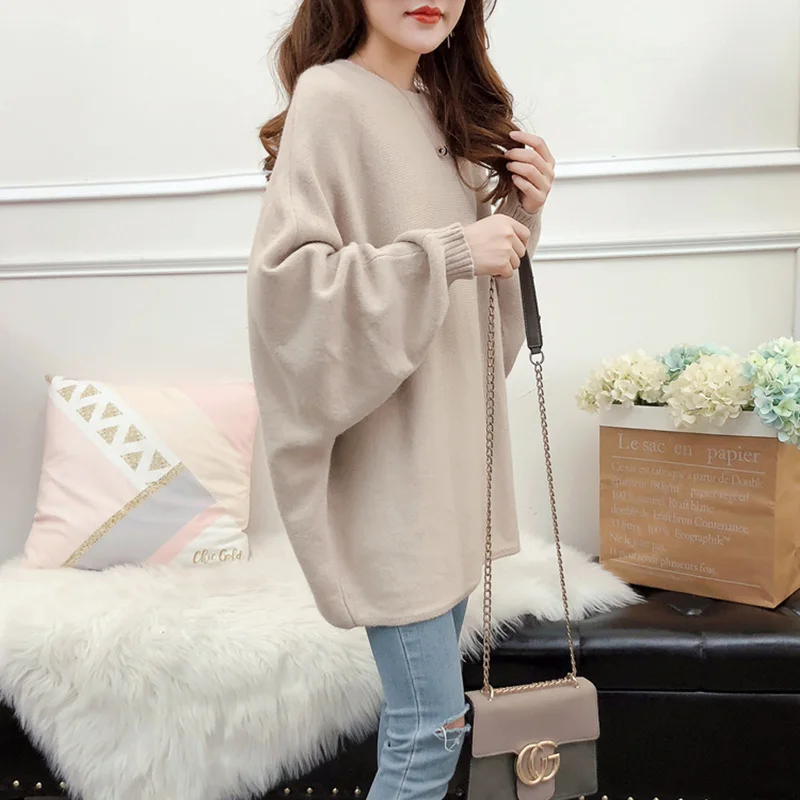 

Women Knitted Sweater And Pullovers Batwing Sleeve Ladies Korean Style Fashion Sweaters Winter And Autumn 2019 New Arrival