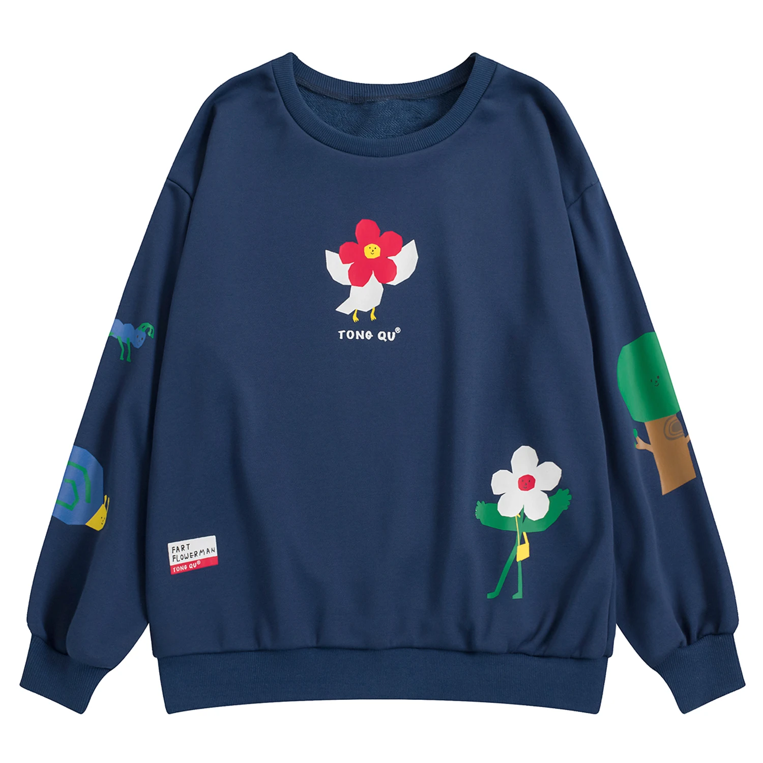 

Original Design Spring Women's Pullover Sweatshirt Top Preppy Style Women's Hoodie Long Sleeve Cotton Flower Cartoon Print