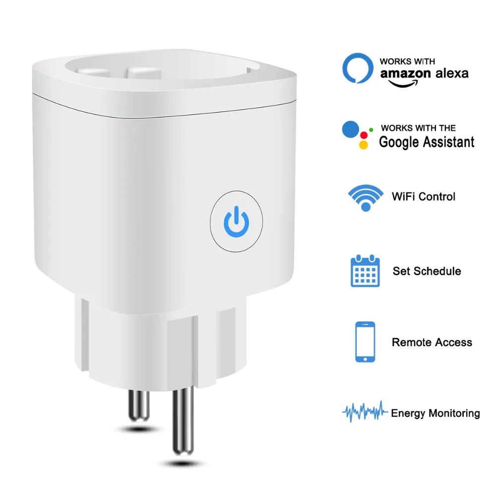 

Texsend Wifi Smart Socket Power Plug Universal EU Standard Outlet Work Amazon Alexa Google Home Portable Lighting Accessories