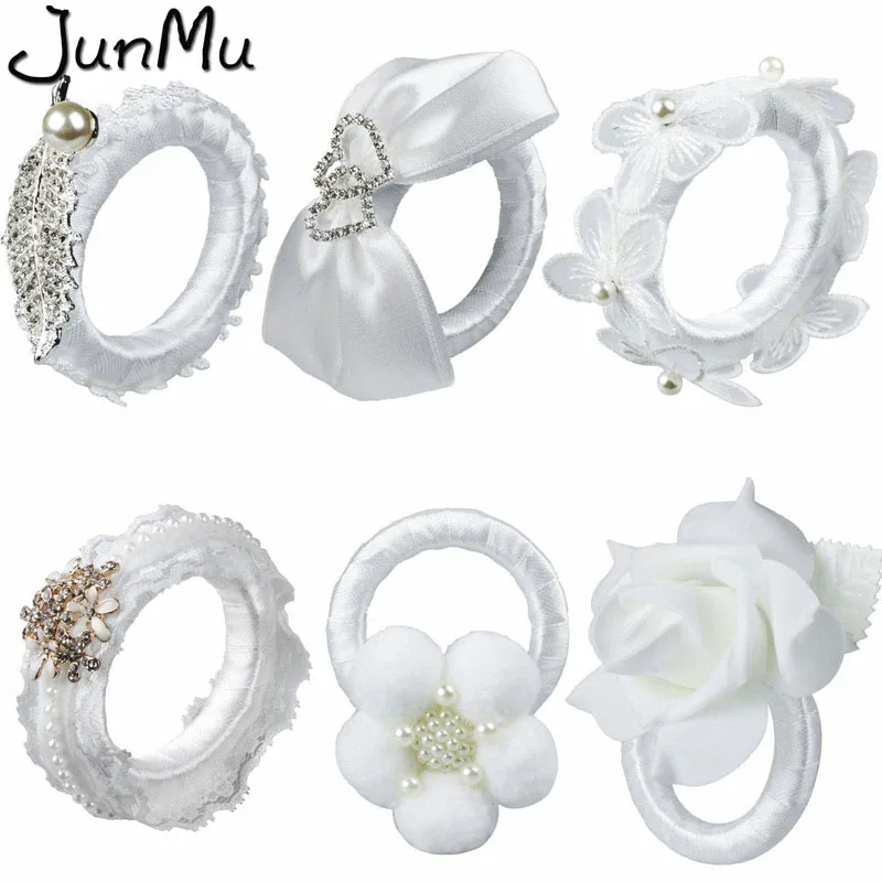 

Top Quality Wedding Napkin Ring With Lace Flower Burlap Table Rings For Serviette Holder Wedding Dinner Xmas Supplies
