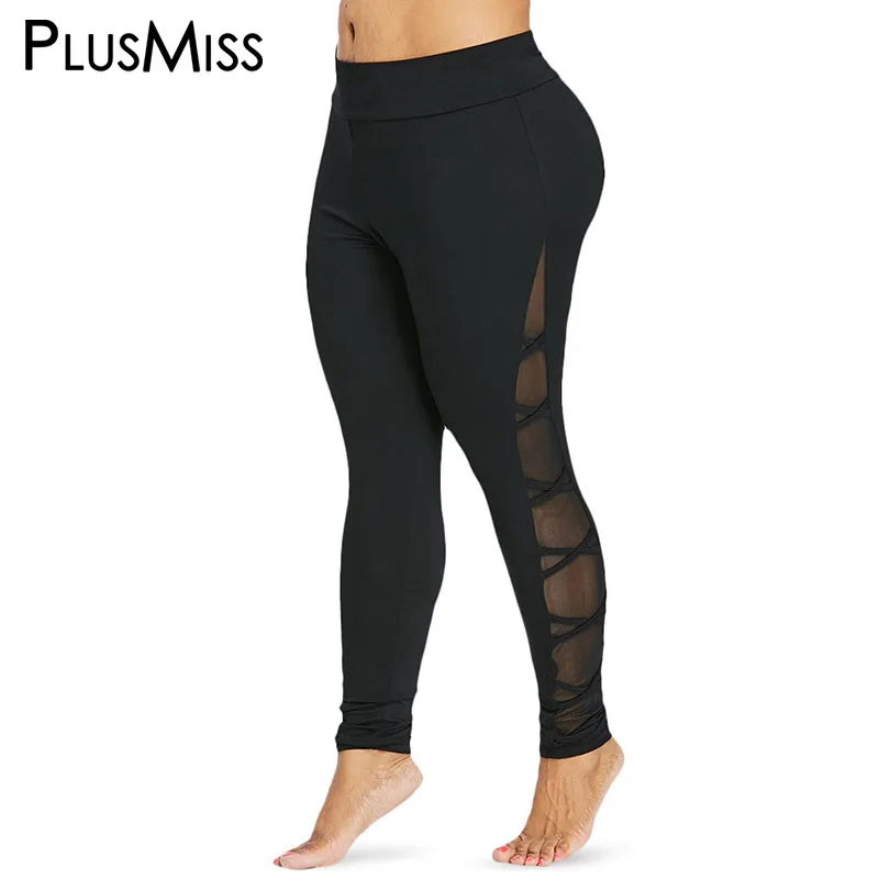 

PlusMiss Plus Size 5XL Mesh Insert Fitness Leggings Women Big Size Sexy Skinny Workout Pants Legins Jeggings 2018 XXXXL XXXL XXL