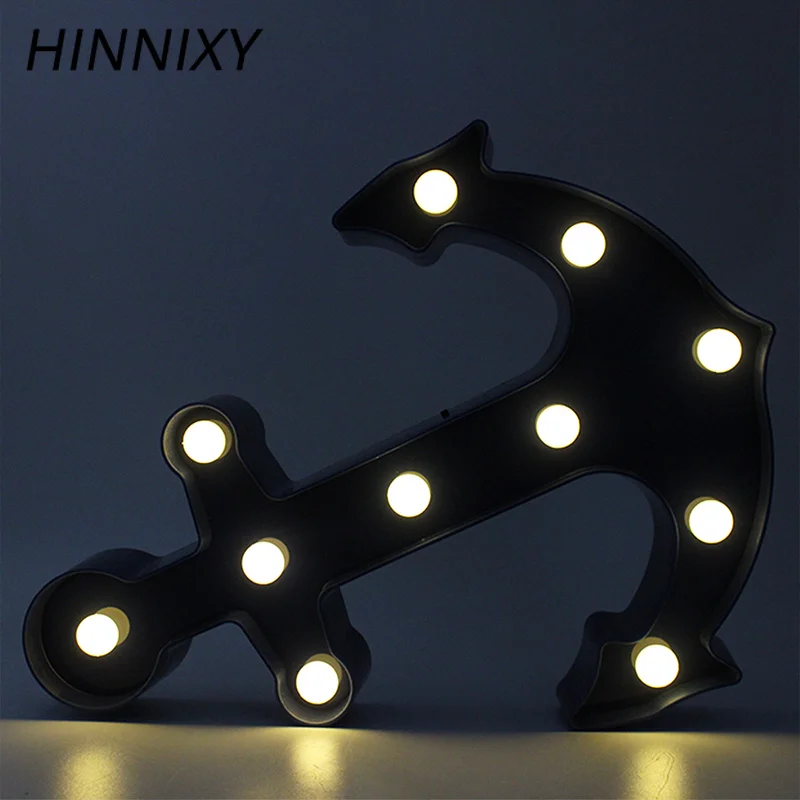 Hinnixy LED ночник крутой якорь форма темно синий пиратский матросский светильник